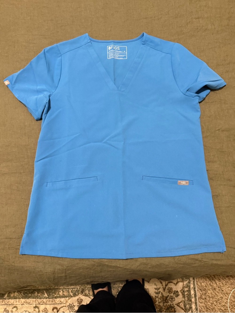 Figs Women's V-Neck Scrub Top in Blue